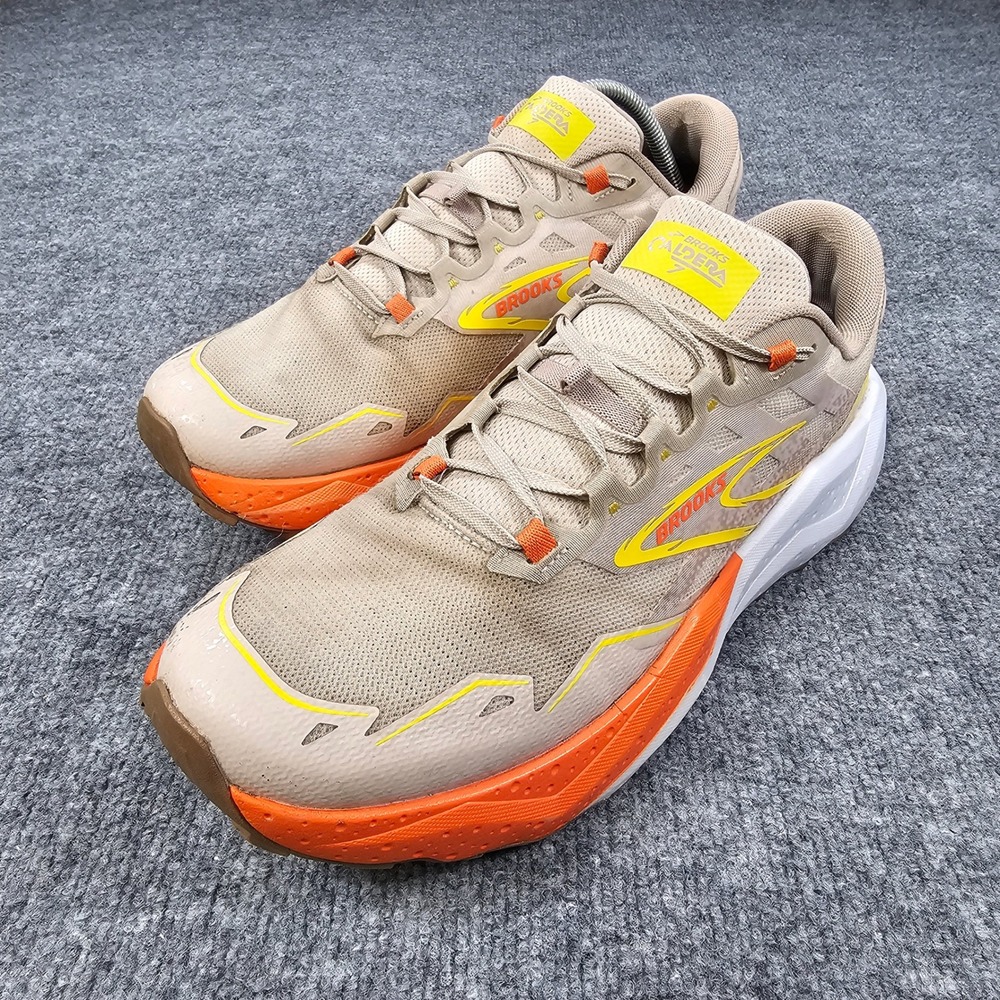 Brooks Caldera 7 Men's Size 11.5 Beige Orange Trail Running Shoes 1104151D249